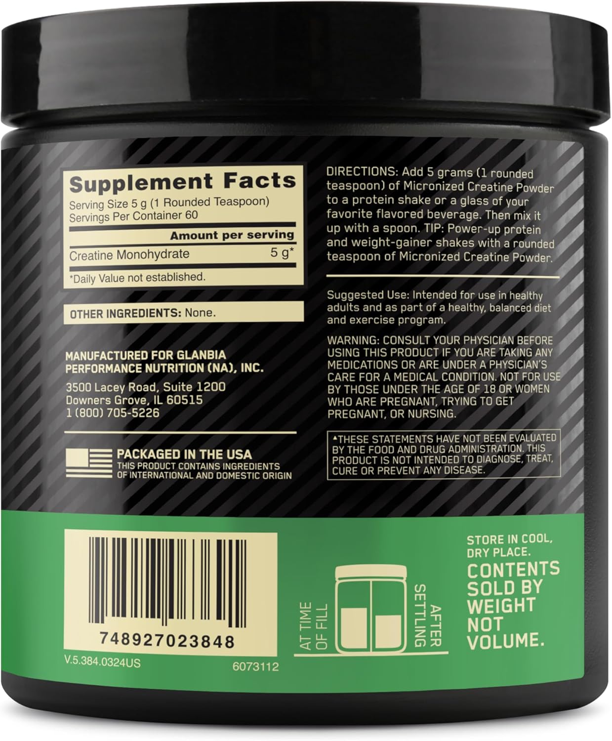 Optimum Nutrition Micronized Creatine Monohydrate Powder, Unflavored, 60 Servings, 300 Grams (Packaging May Vary)