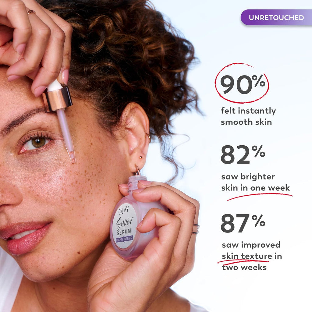 Olay | Super Serum 5-in-1 Night Face Serum Niacinamide Peptide Salicylic Acid Lactic Acid Glycerin Super Size Fragrance Free