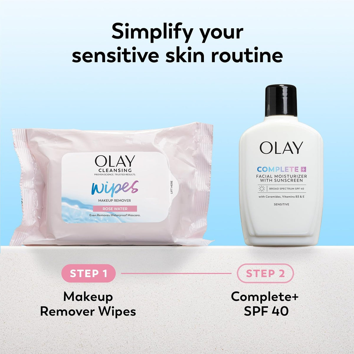Olay | Facial Cleansing Wipes Rose Water Vitamin E Glycerin Makeup Remover — 75 Count (Pack of 3)