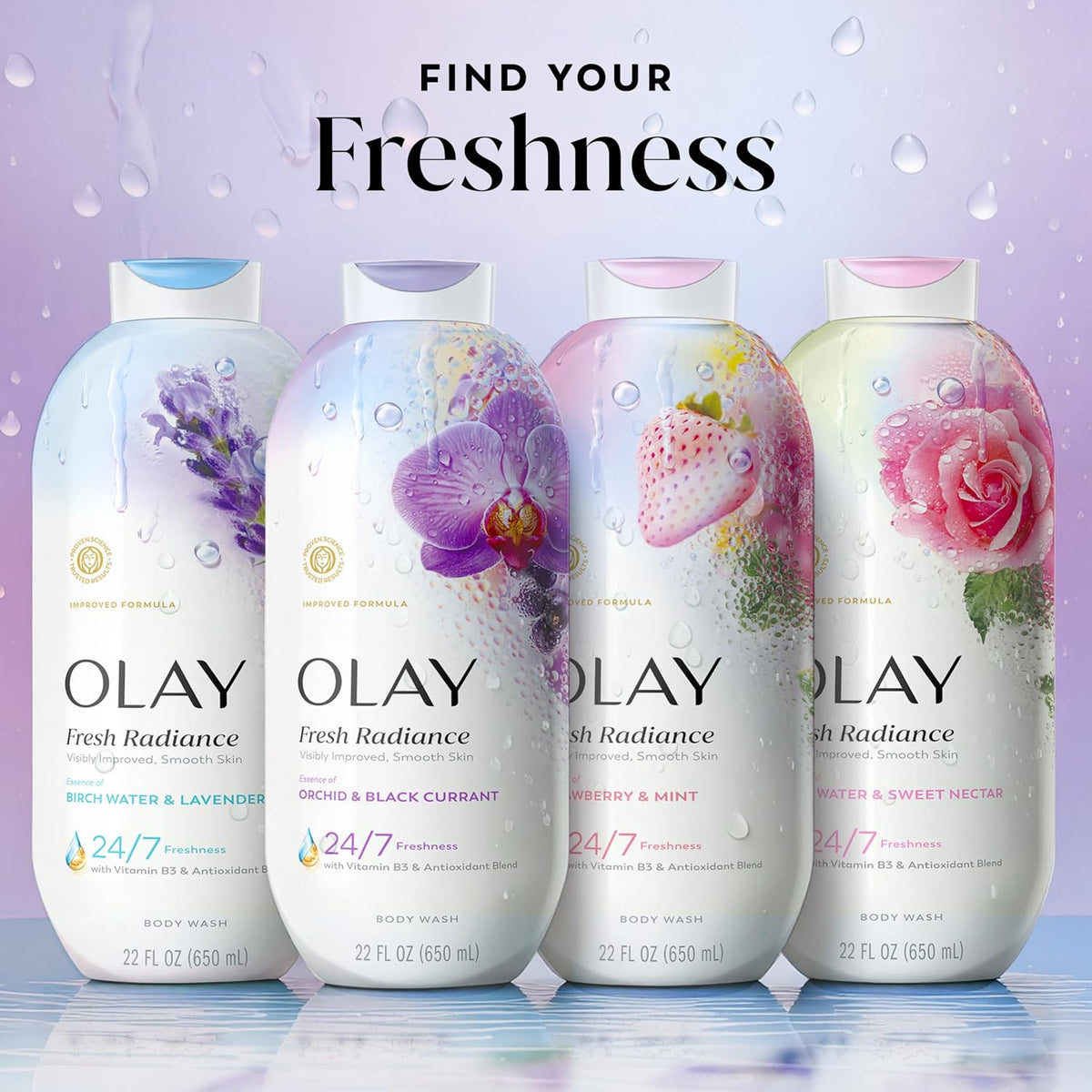 Olay | Body Wash Fresh Radiance Vitamin B3 Antioxidant Orchid Black Currant — 22 fl oz