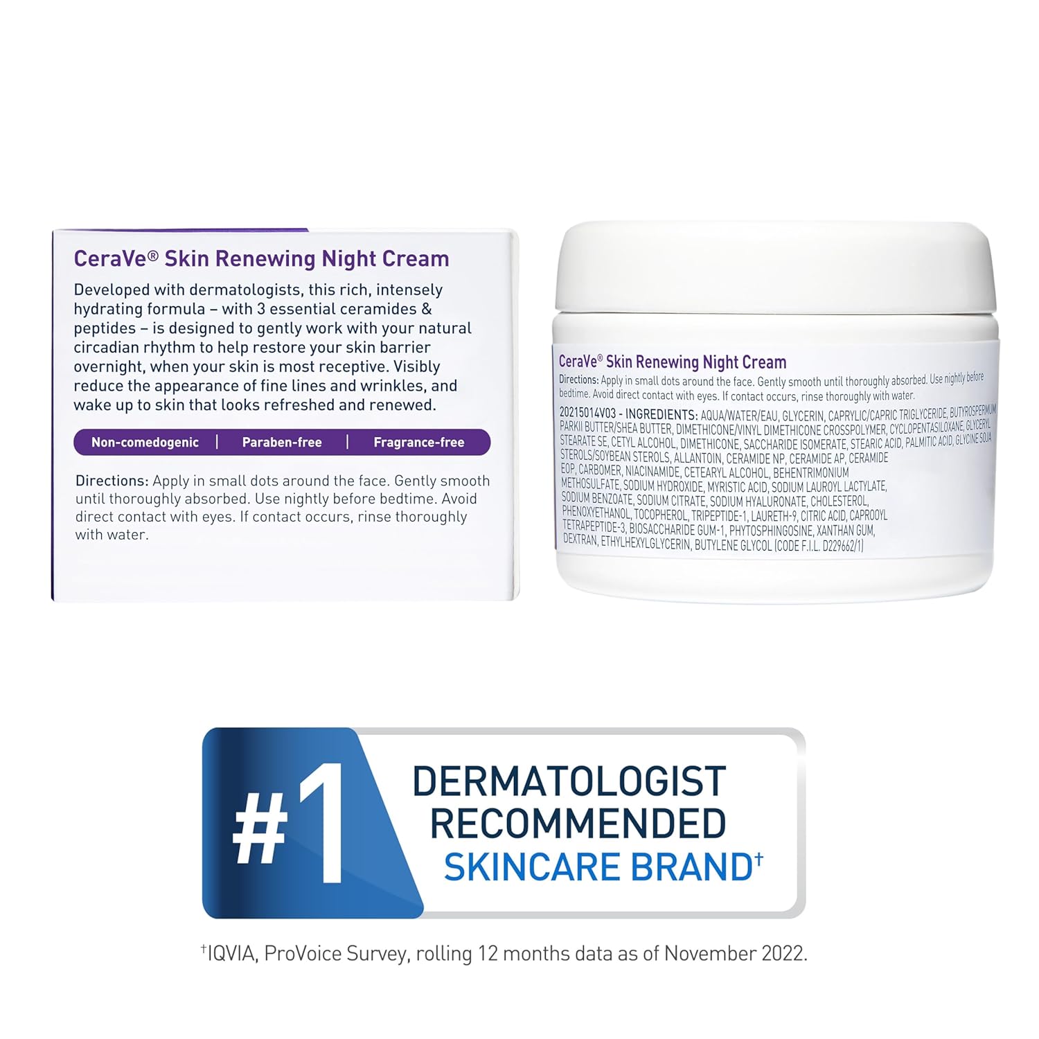 CeraVe Skin Renewing Night Cream with packaging and label on a white background