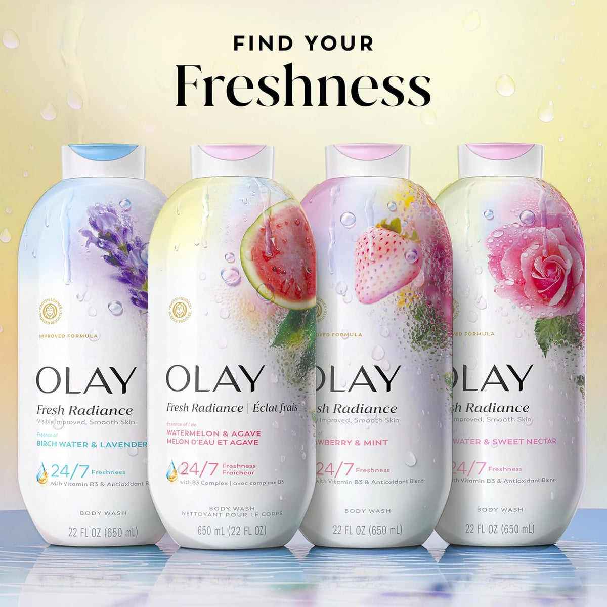 Olay | Body Wash Fresh Radiance Vitamin B3 Antioxidant Watermelon Agave — 22 fl oz