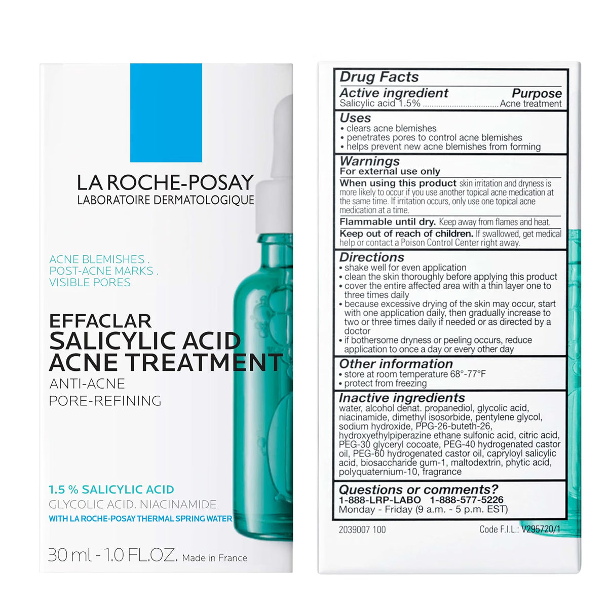 Effaclar Salicylic Acid Serum + Anthelios UV Clear Sunscreen SPF 50 Set by La Roche-Posay — 80ml (2.7 fl oz)
