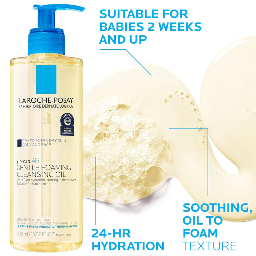 Lipikar Balm AP+ Body & Face Moisturizer + Cleansing Oil Set by La Roche-Posay — 27.04 fl oz (2-Piece Set)