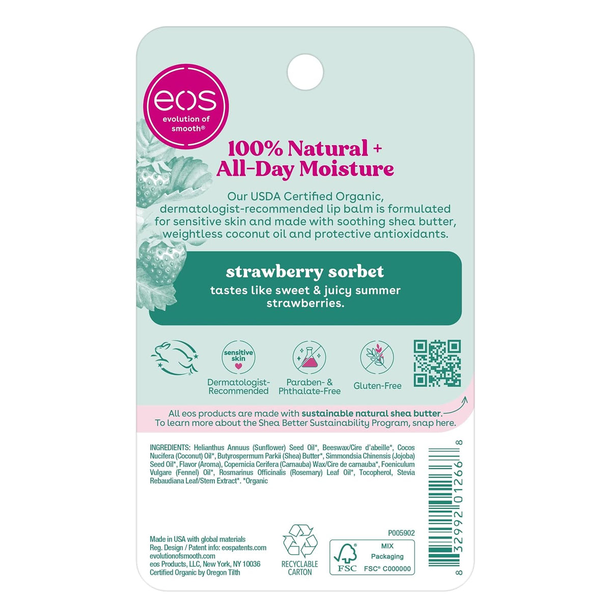 eos | Strawberry Sorbet Organic Lip Balm