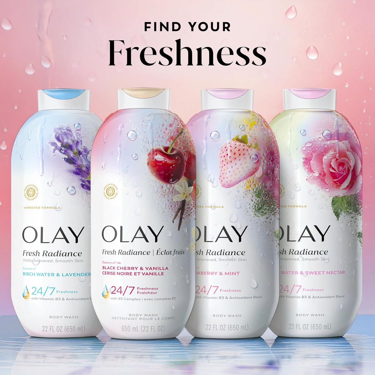 Olay | Body Wash Fresh Radiance Vitamin B3 Antioxidant Black Cherry Vanilla — 22 fl oz