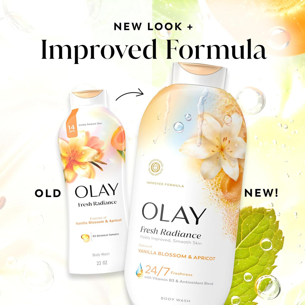 Olay | Body Wash Fresh Radiance Vitamin B3 Antioxidant Vanilla Blossom Apricot — 22 fl oz