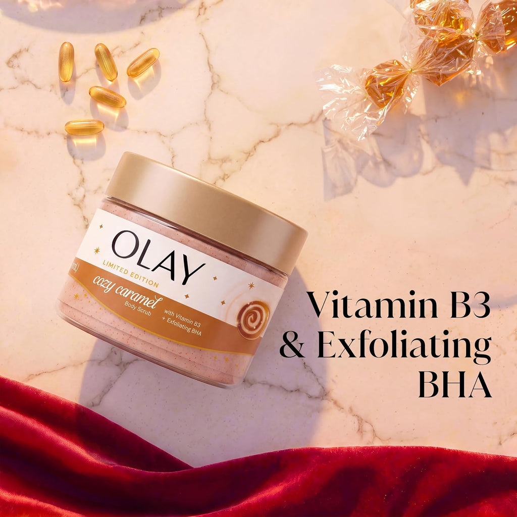 Olay | Exfoliating Body Scrub Vitamin B3 BHA Salicylic Acid Cozy Caramel Limited Edition — 11 oz