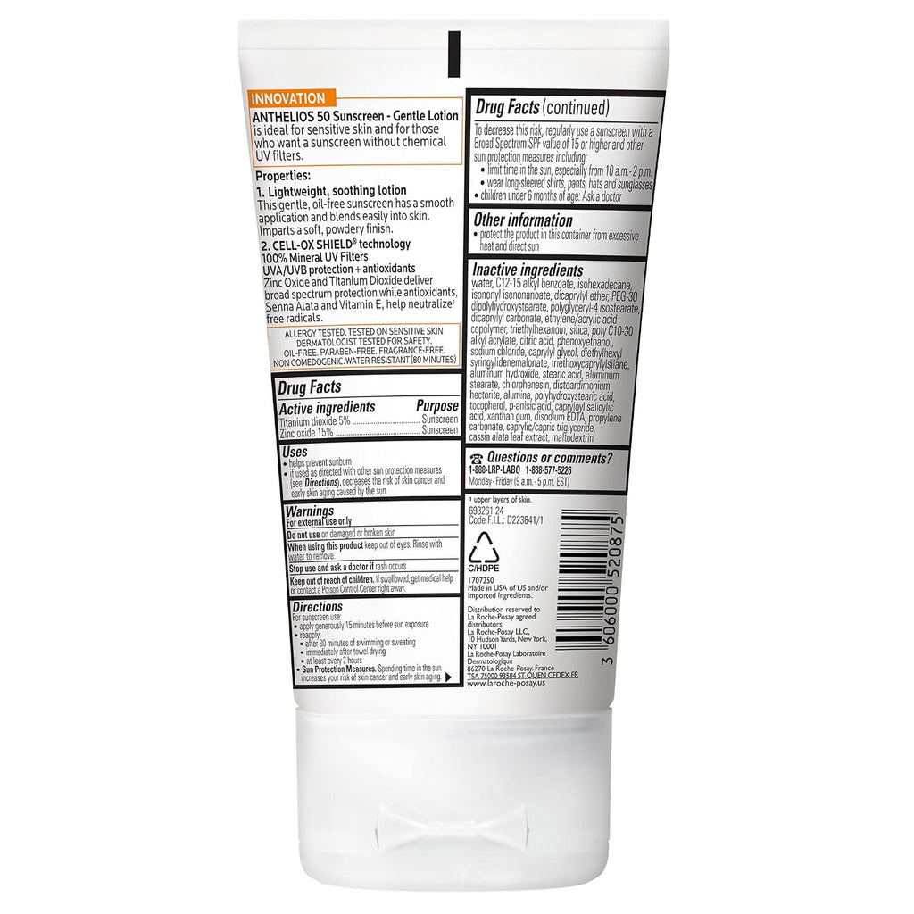 Anthelios Mineral Body & Face Sunscreen SPF 50 by La Roche-Posay — 120ml (4.05 fl oz)