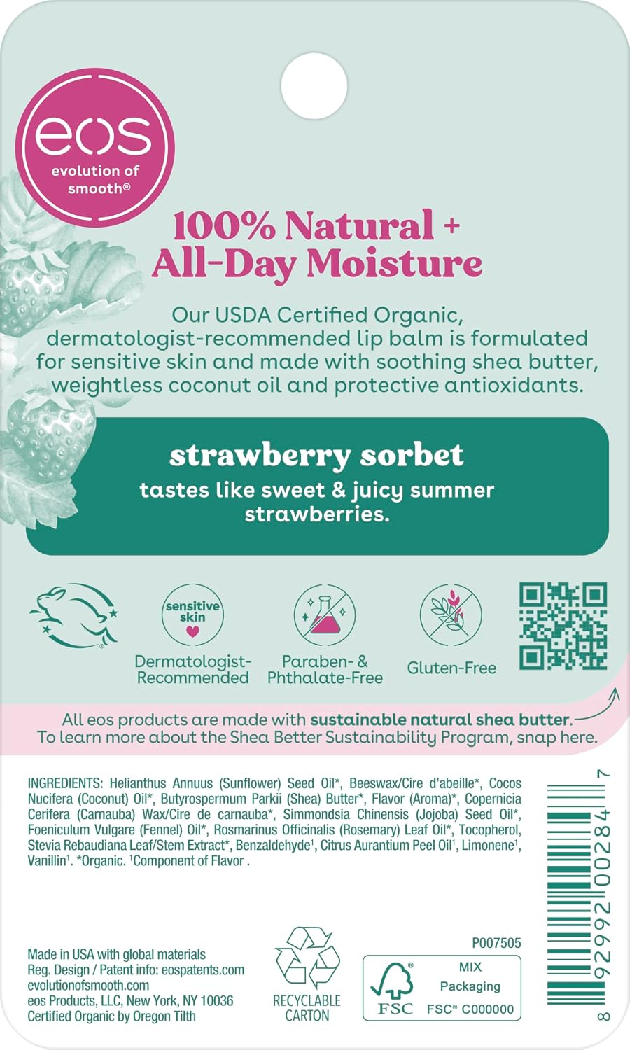 eos | Strawberry Sorbet Organic Lip Balm Sphere
