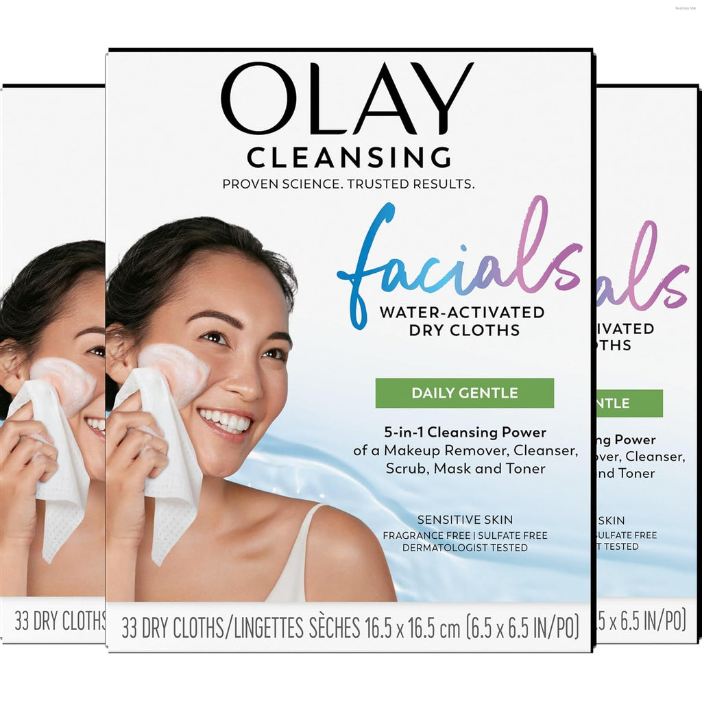 Olay | 5-in-1 Cleansing Cloths Face Wipes Sensitive Skin Aloe Extract Fragrance Free — 99 Count (Pack of 3)