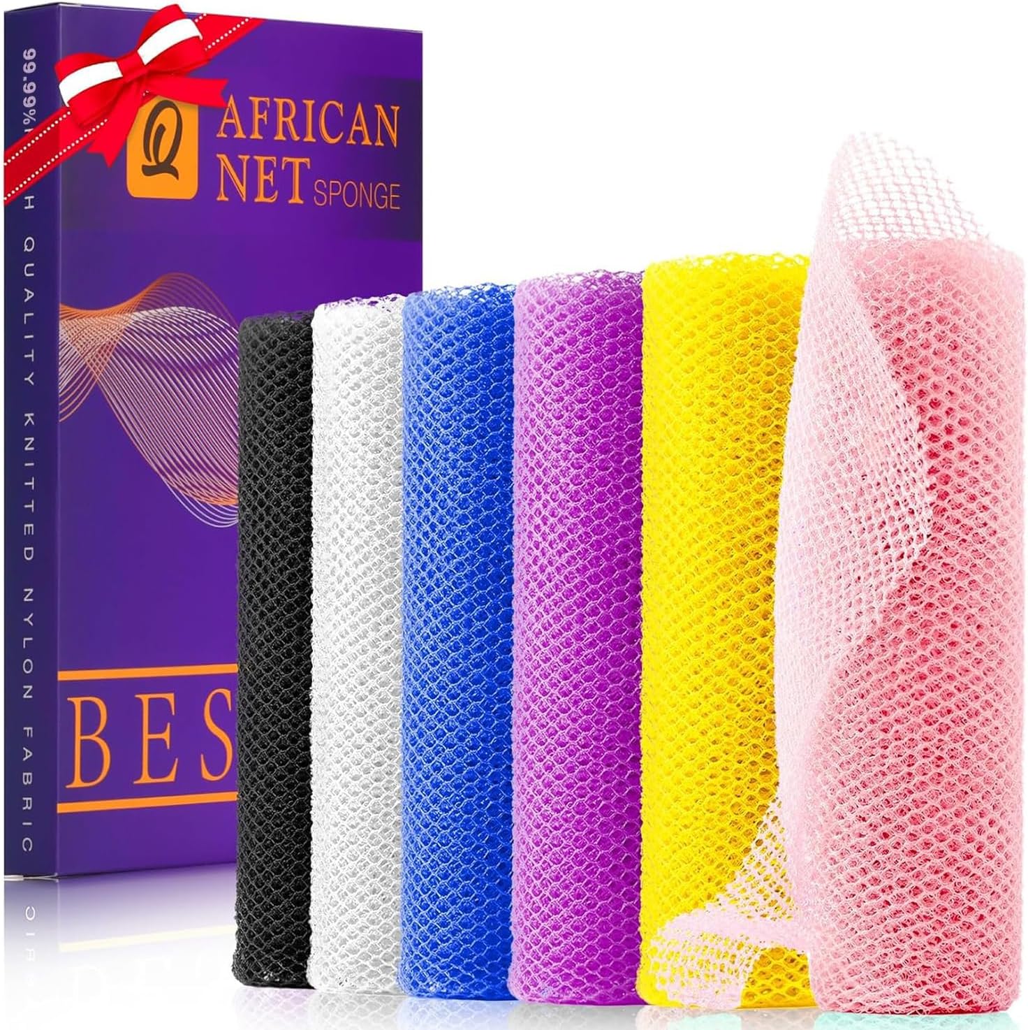 UJFQBH African Net Exfoliating Bath Sponge Set – 3 Pieces