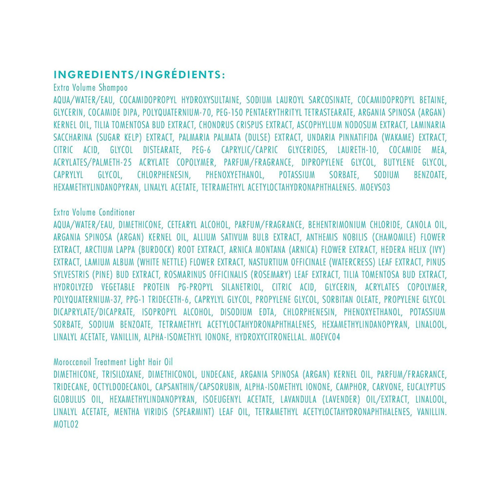 Moroccanoil | Extra Volume Shampoo Conditioner & Treatment Light Set