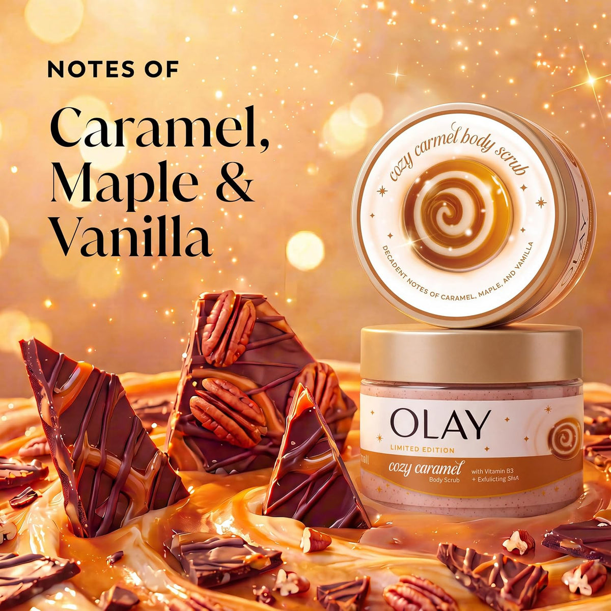 Olay | Exfoliating Body Scrub Vitamin B3 BHA Salicylic Acid Cozy Caramel Limited Edition — 11 oz