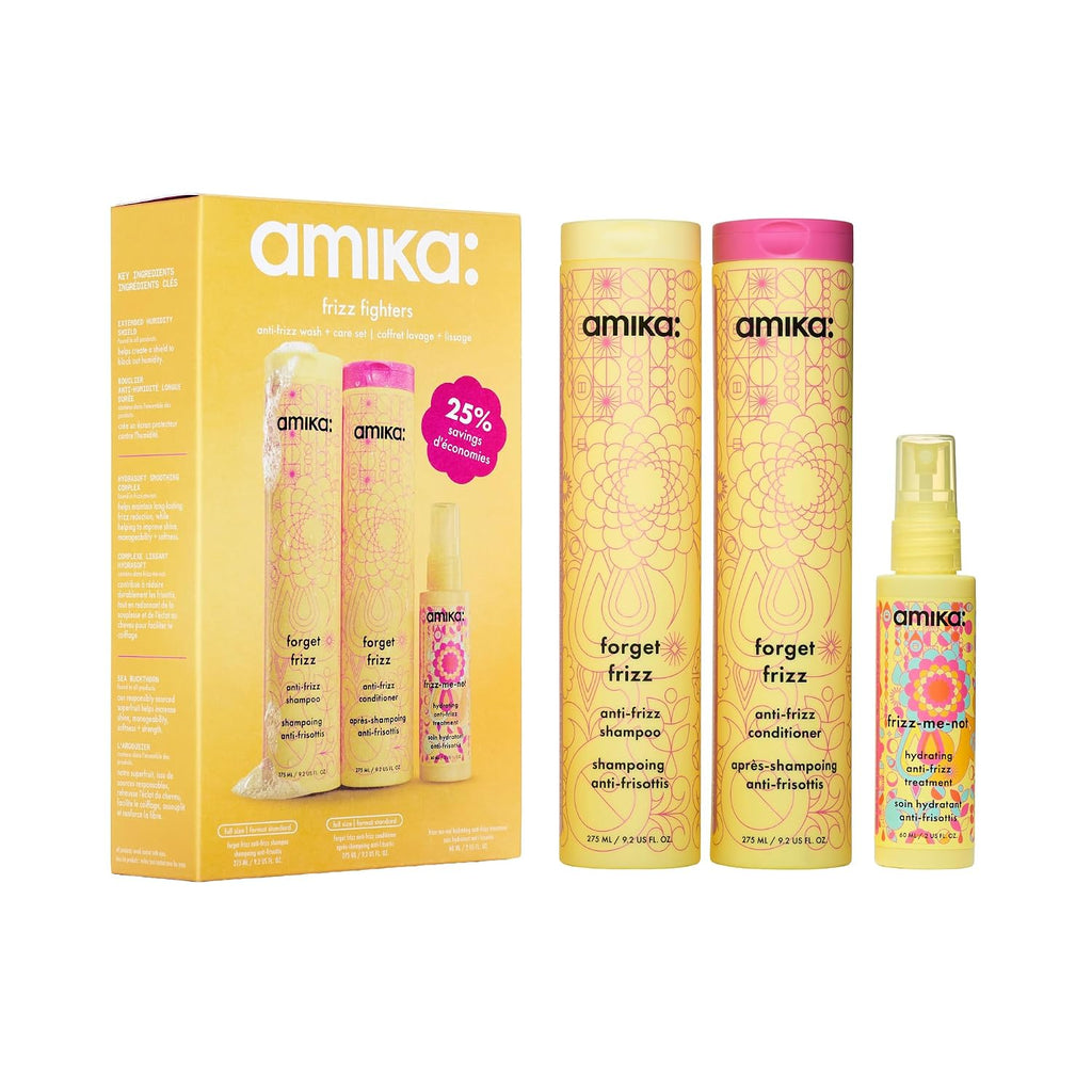 Amika | Forget Frizz Shampoo, Conditioner & Frizz Me Not Set — 3 Pieces, 20.4 fl oz Total