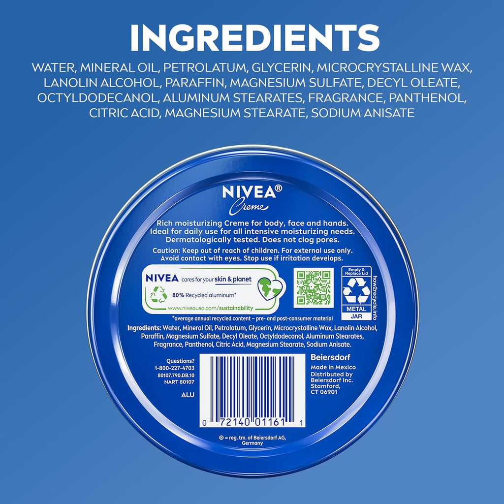 NIVEA Creme Body, Face and Hand Moisturizing Cream Tin