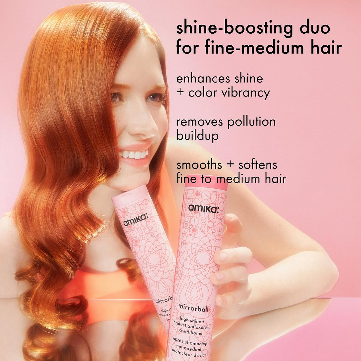 Amika | Mirrorball High Shine + Protect Shampoo & Conditioner Duo — 67.6 fl oz Total
