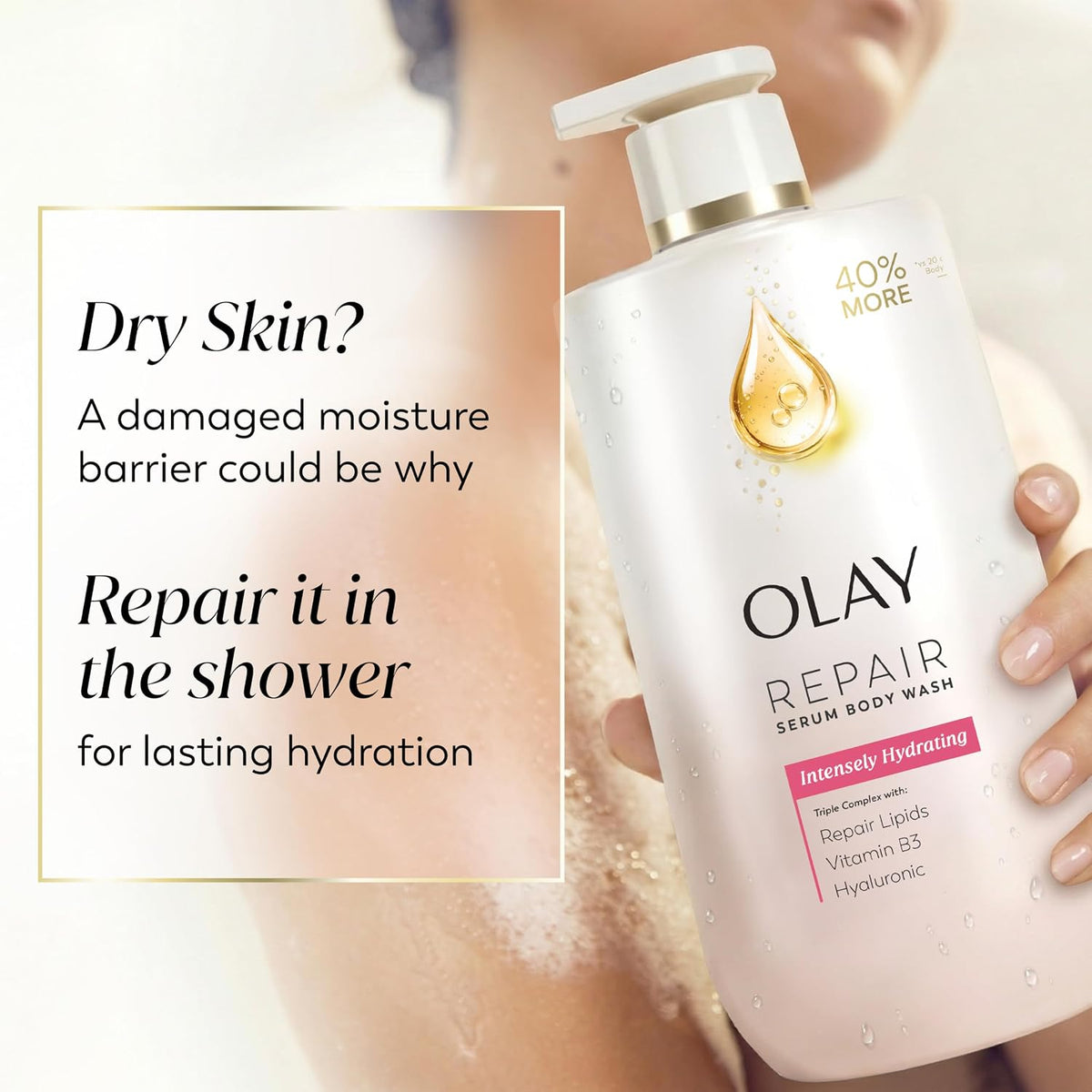 Olay | Body Wash Repair Serum Hyaluronic Acid Elixir B3 Repair Lipids Intensely Hydrating All Skin — 28 fl oz