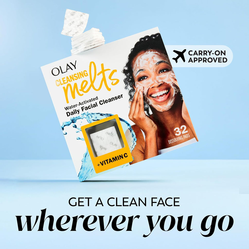 Olay | Cleansing Melts Face Wash Vitamin C Hyaluronic Acid Dissolving Pads — 64 Count