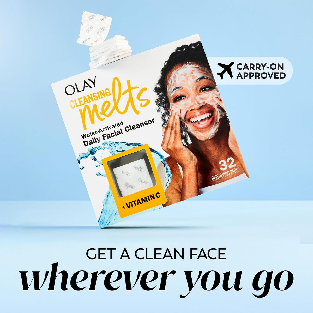 Olay | Cleansing Melts Face Wash Vitamin C Hyaluronic Acid Dissolving Pads — 64 Count