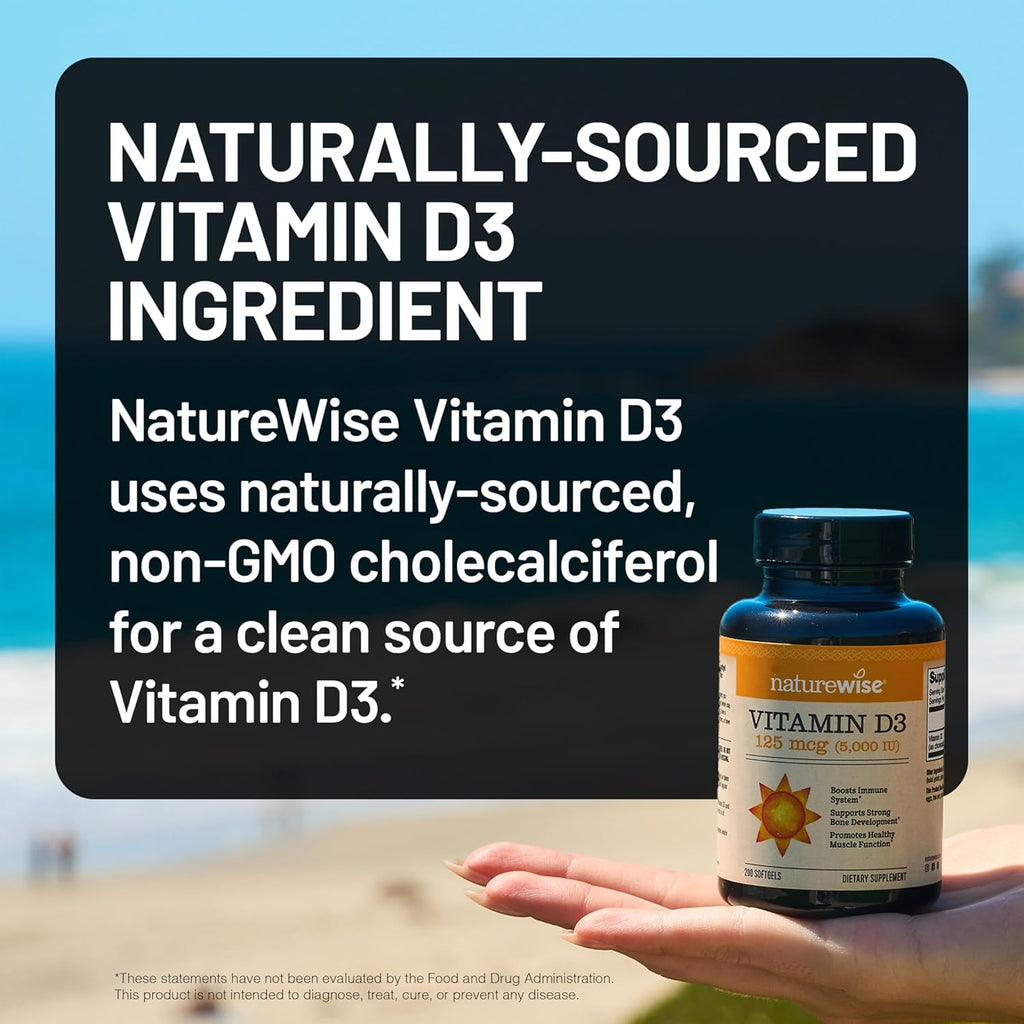 NatureWise Vitamin D3 5000 IU – 1 Year Supply (360 Mini Softgels)