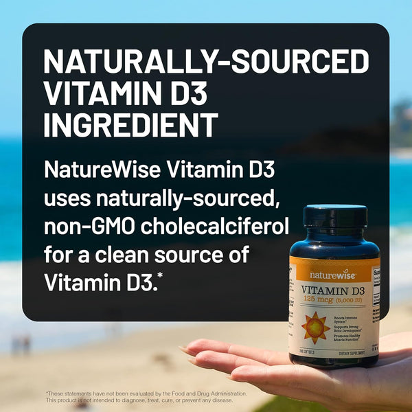 NatureWise Vitamin D3 5000 IU – 1 Year Supply (360 Mini Softgels)
