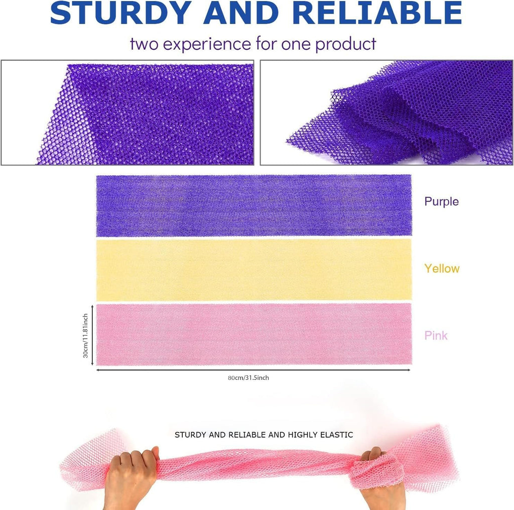 UJFQBH African Net Exfoliating Bath Sponge Set – 3 Pieces