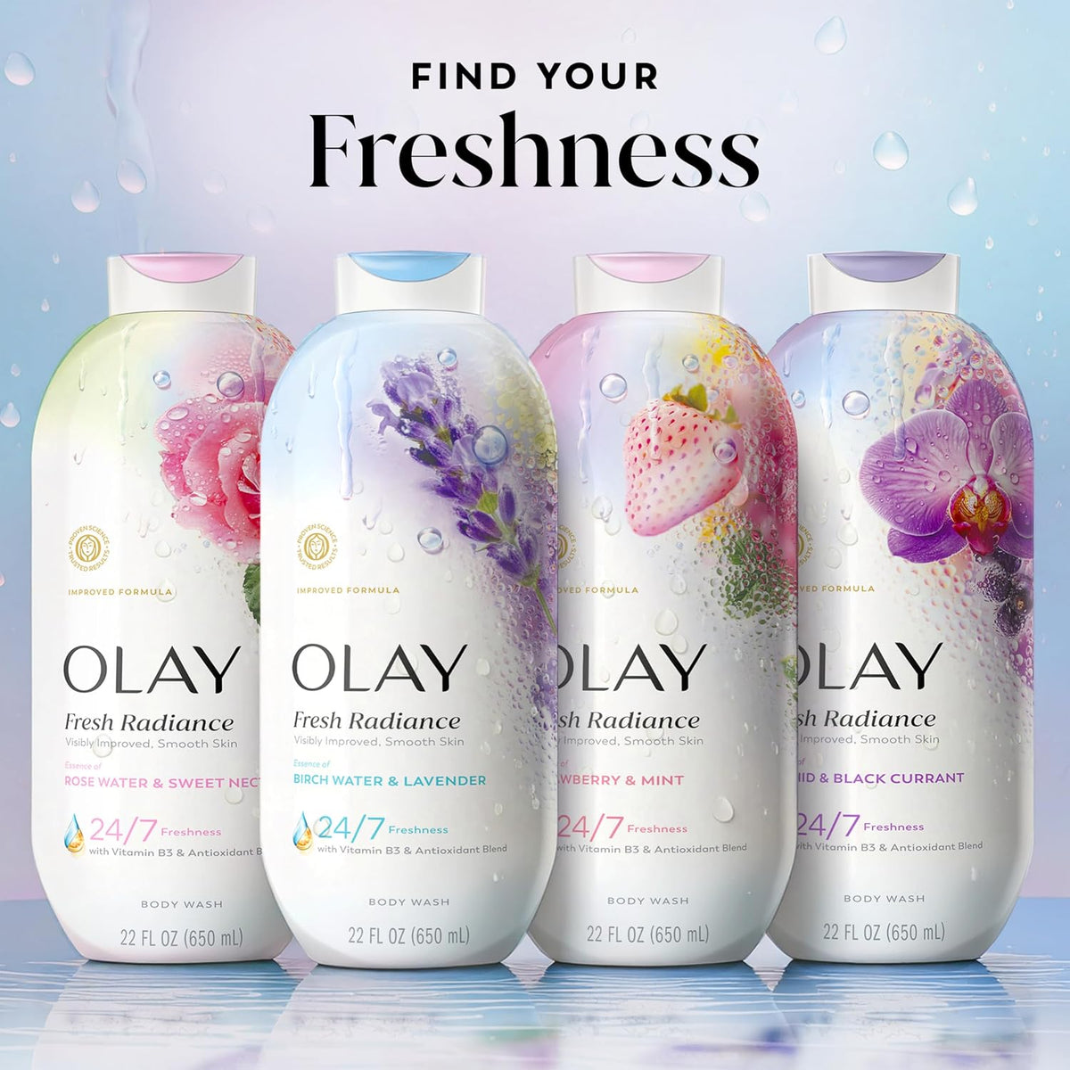 Olay | Body Wash Fresh Radiance Vitamin B3 Antioxidant Birch Water Lavender — 22 fl oz