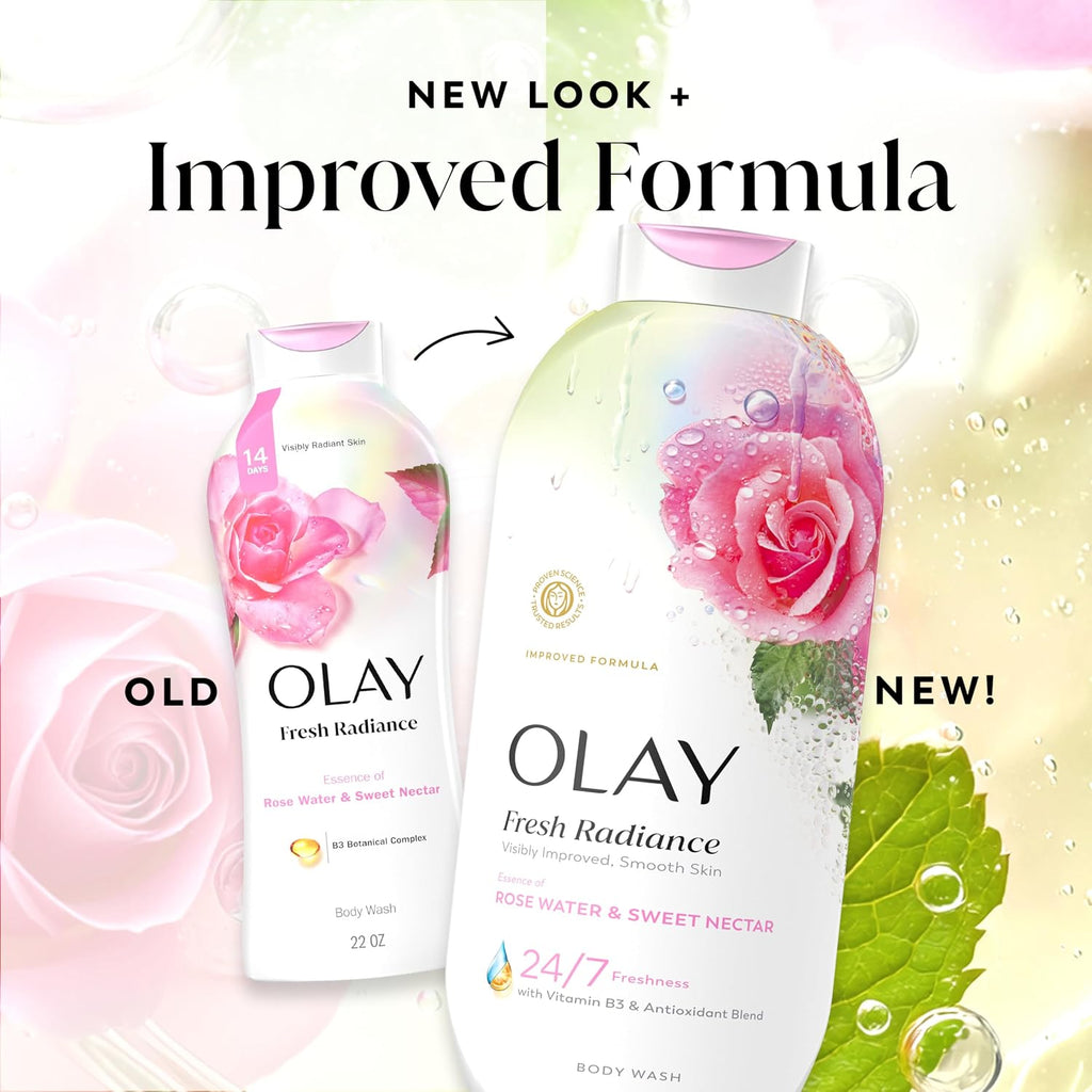Olay | Body Wash Fresh Radiance Vitamin B3 Antioxidant Rose Water Sweet Nectar — 22 fl oz
