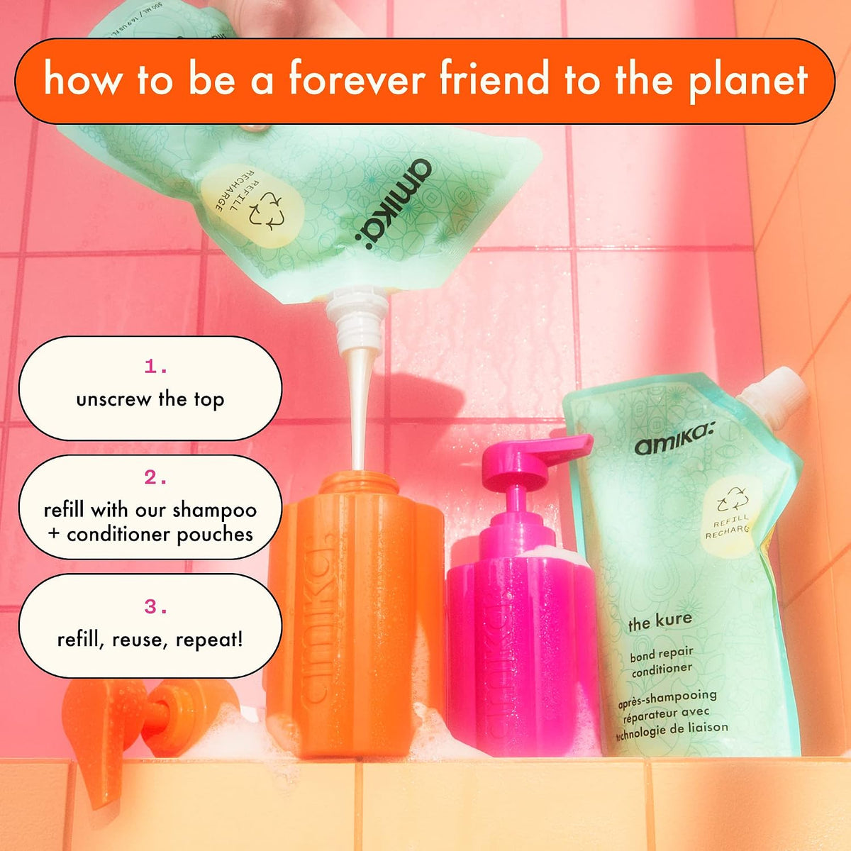 Amika | Forever Friend Tritan Refillable Conditioner Bottle — 300 ml