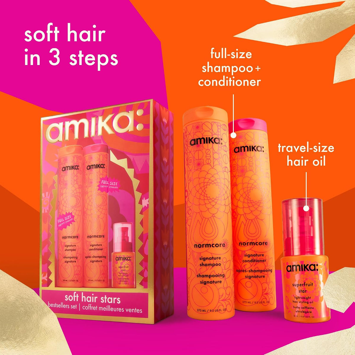 Amika | Normcore Shampoo, Conditioner & Superfruit Star Gift Set — 3 Pieces