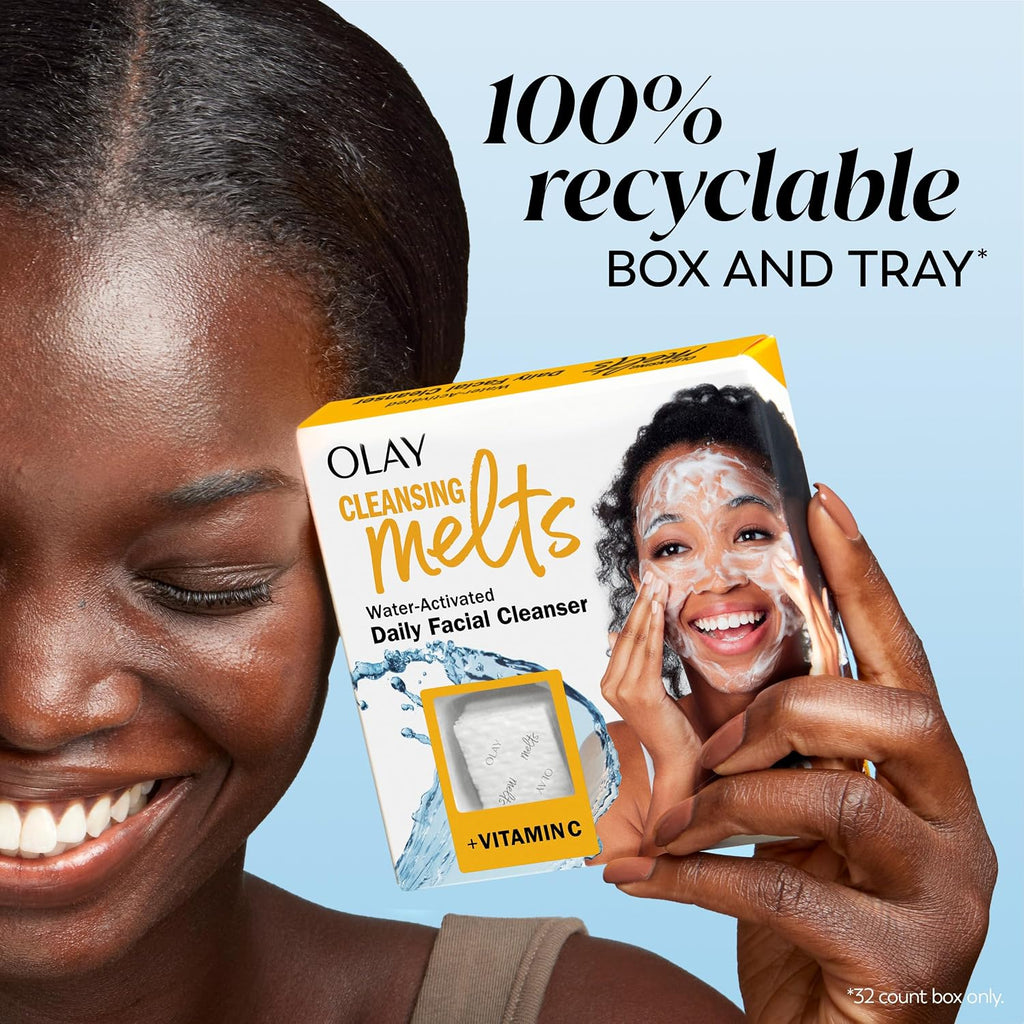 Olay | Cleansing Melts Face Wash Vitamin C Hyaluronic Acid Dissolving Pads — 64 Count