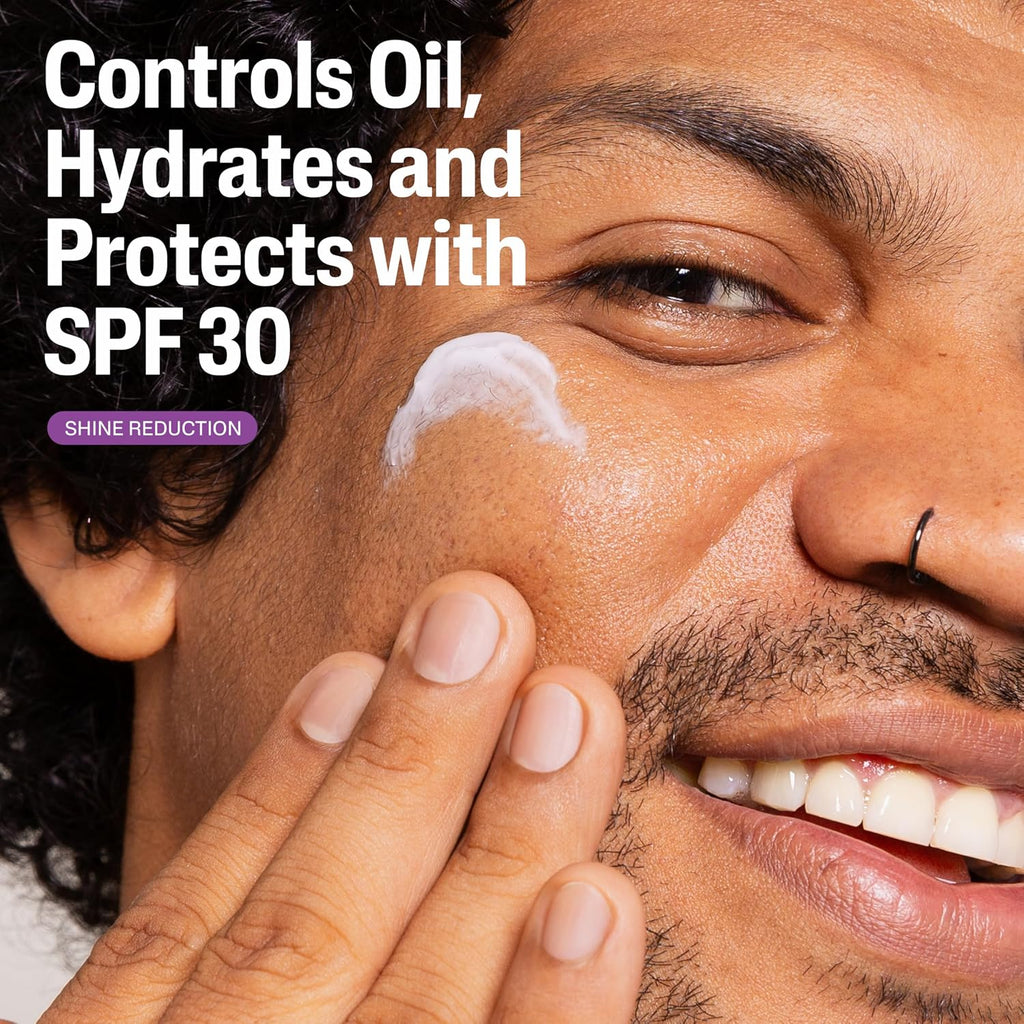 Person applying cream to their face with text about skincare benefits