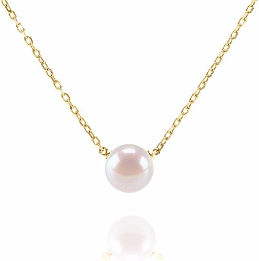 PAVOI - Handpicked AAA+ Freshwater Cultured Single Pearl Necklace Pendant | Gold Necklaces for Women