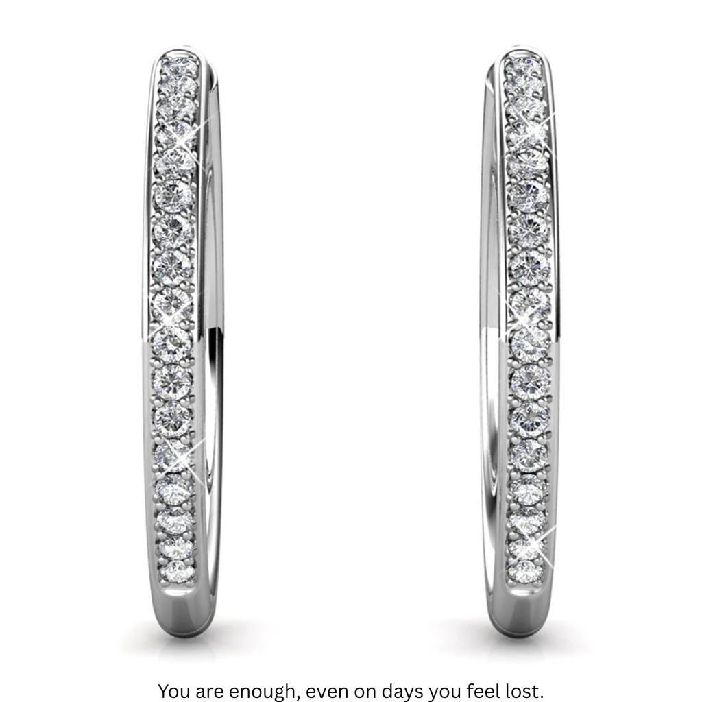 ZEHD® 18k Gold-Plated 15mm Hoop Earrings with Simulated Diamond Crystals, Stylish Hypoallergenic Jewelry for Women, Giftable Accessory for Her on Christmas, Birthday, and Anniversary