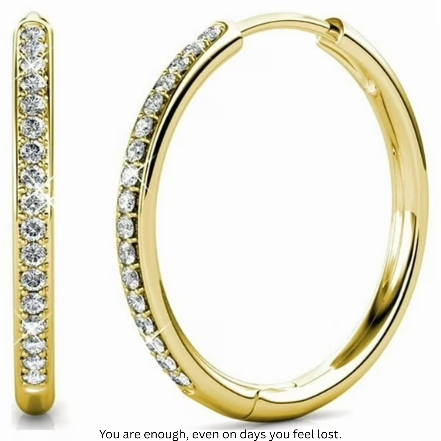 ZEHD® 18k Gold-Plated 15mm Hoop Earrings with Simulated Diamond Crystals, Stylish Hypoallergenic Jewelry for Women, Giftable Accessory for Her on Christmas, Birthday, and Anniversary