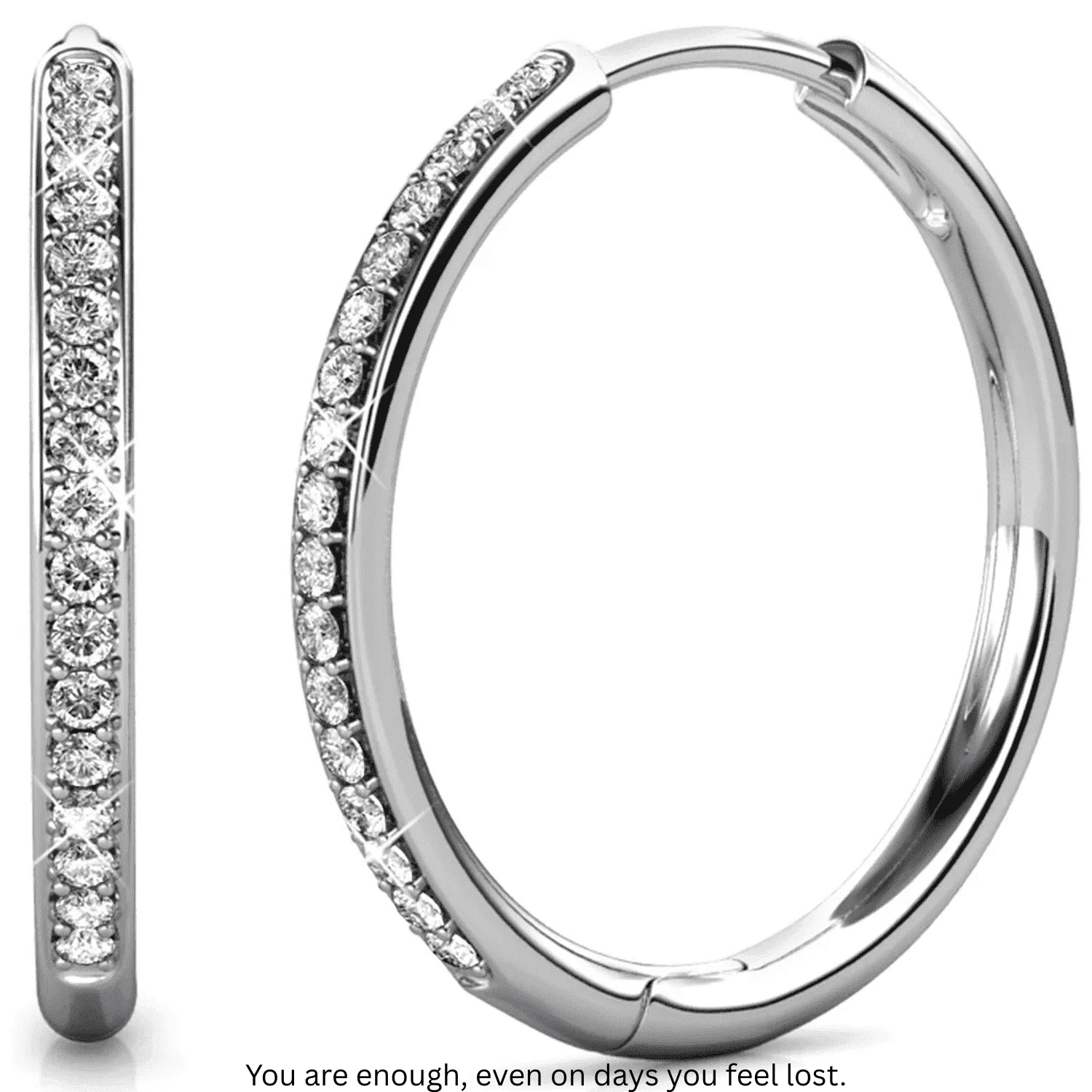 ZEHD® 18k Gold-Plated 15mm Hoop Earrings with Simulated Diamond Crystals, Stylish Hypoallergenic Jewelry for Women, Giftable Accessory for Her on Christmas, Birthday, and Anniversary