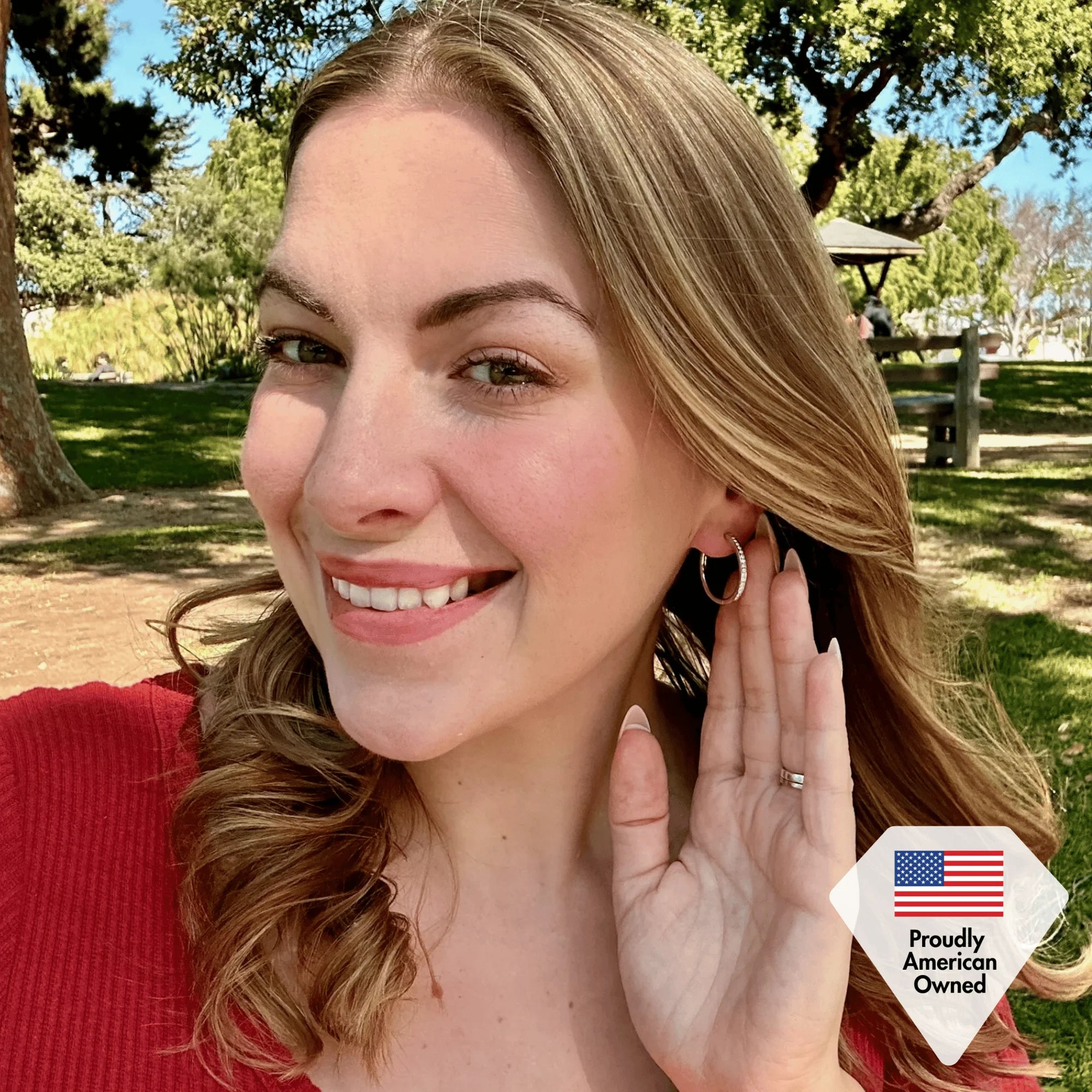 ZEHD® 18k Gold-Plated 15mm Hoop Earrings with Simulated Diamond Crystals, Stylish Hypoallergenic Jewelry for Women, Giftable Accessory for Her on Christmas, Birthday, and Anniversary