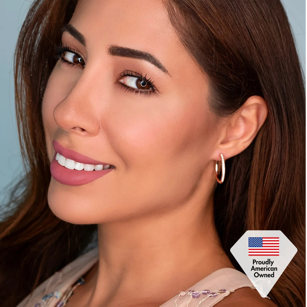 ZEHD® 18k Gold-Plated 15mm Hoop Earrings with Simulated Diamond Crystals, Stylish Hypoallergenic Jewelry for Women, Giftable Accessory for Her on Christmas, Birthday, and Anniversary