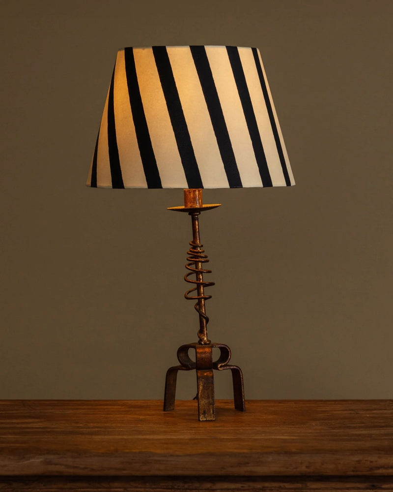 <p><strong>Modernist Metal Table Lamp with Painted Stripe Shade, France, 1960's</strong></p>