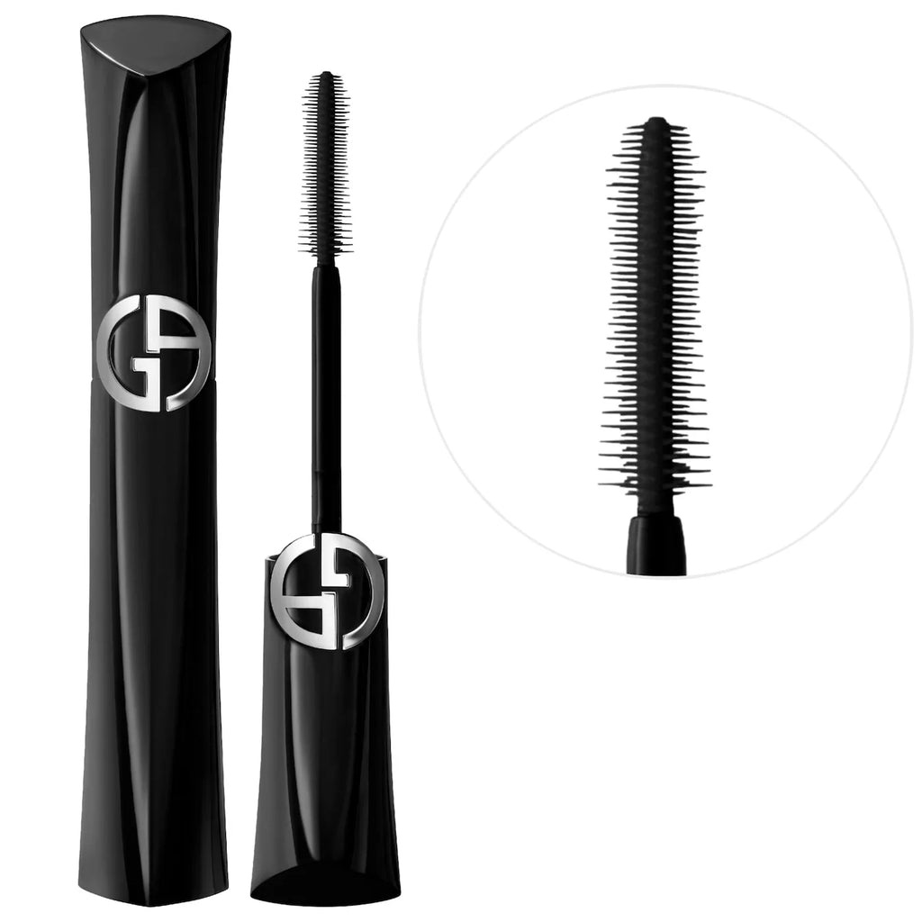 Black mascara with brand logo on a white background