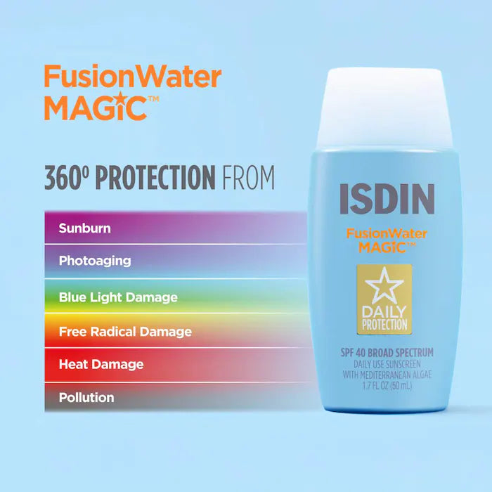 ISDIN - Fusion Water Magic SPF 40 Sunscreen with Hyaluronic Acid and Vitamin E