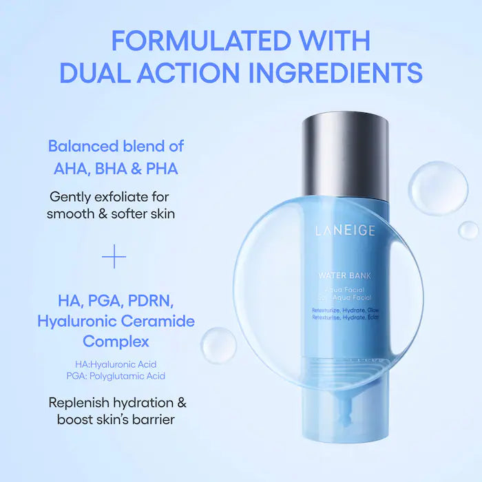 LANEIGE - Water Bank Aqua Facial Serum BHA + AHA - Gently Exfoliate, Hydrate & Glow