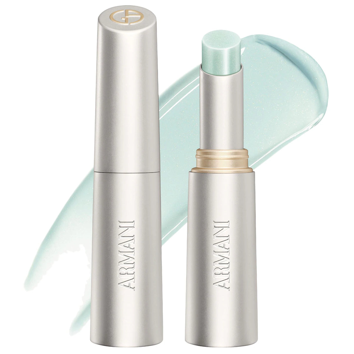 Two Armani lip products on a white background