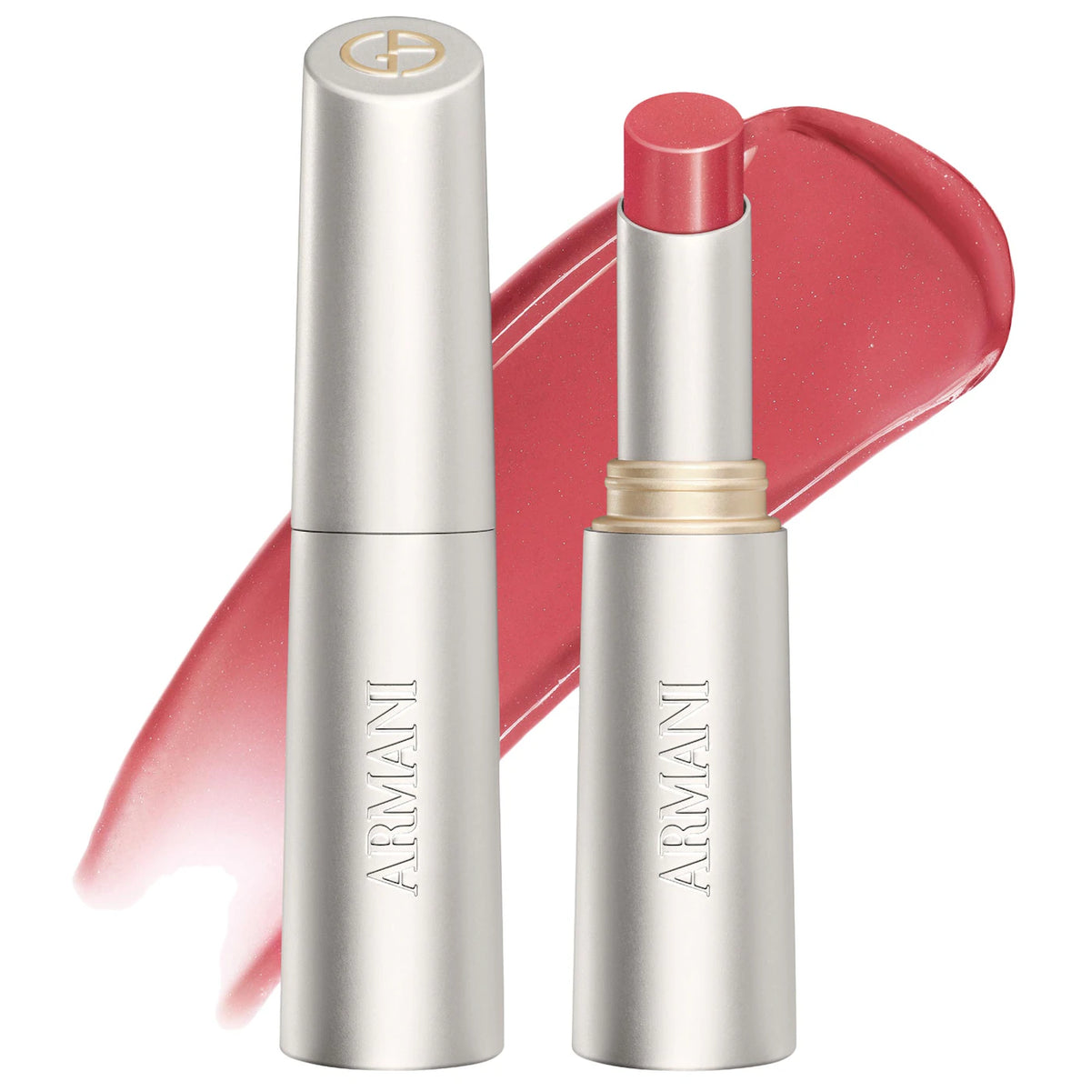 Armani lipstick with silver case on a white background