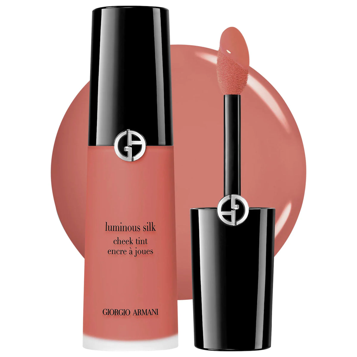 Giorgio Armani lip product with applicator on a white background