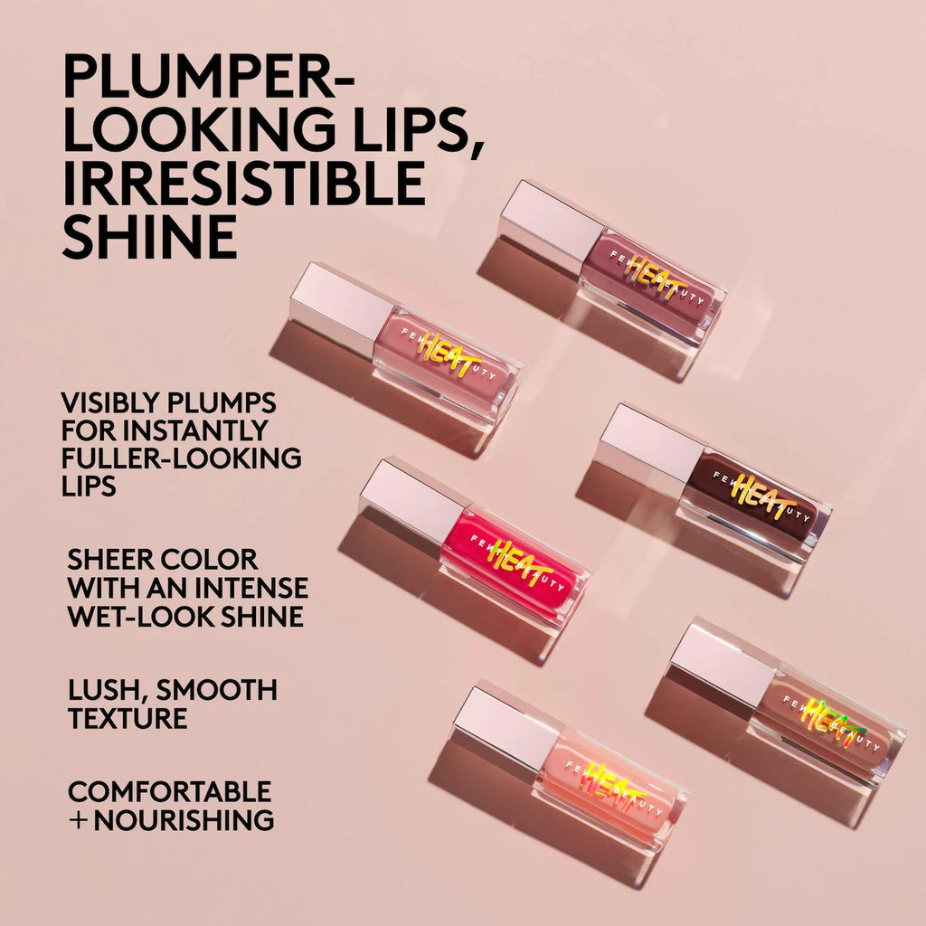 Six liquid lipstick tubes arranged diagonally on a warm beige background with promotional text. The lipsticks come in shades of pink, coral, nude, and brown, and the packaging has a metallic rose-gold cap.